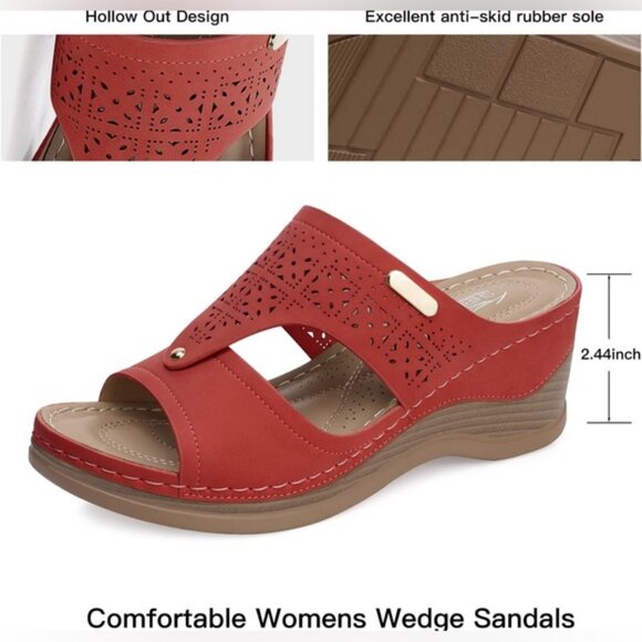 NWOT SHIBEVER Low Comfortable Wedge Platform Sandal Open stow Slip On Sz 39 US 8 - Picture 13 of 16